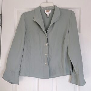 Talbots front button blouse woman’s size 4 blue/green silk